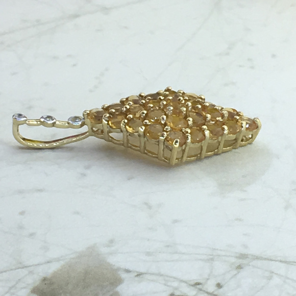 Prong Set Golden Topaz Gold Plated Silver Pendant - Picture 3 of 6